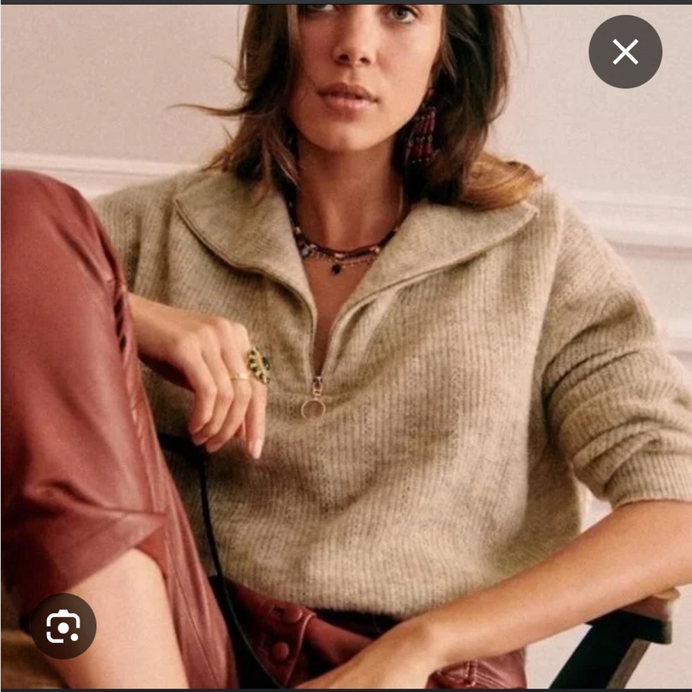Sezane Johnny jumper is Chinese beige in size small